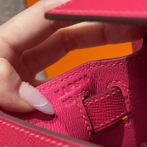 Hermes Kelly 32 Bag Handmade In Epsom Calfskin Leather Gold Hardware i6 Rose Extreme - Image 11