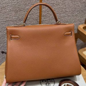 Hermes Kelly 35 Bag Handmade In Togo Calfskin Leather Gold Hardware 37 Gold - Image 15
