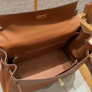 Hermes Kelly 35 Bag Handmade In Togo Calfskin Leather Gold Hardware 37 Gold - Image 11