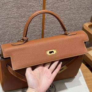 Hermes Kelly 35 Bag Handmade In Togo Calfskin Leather Gold Hardware 37 Gold - Image 8