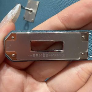 Hermes Kelly 35 Bag Handmade In Epsom Calfskin Leather Silver Hardware 75 Bleu Jean - Image 17