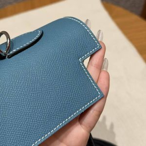 Hermes Kelly 35 Bag Handmade In Epsom Calfskin Leather Silver Hardware 75 Bleu Jean - Image 13