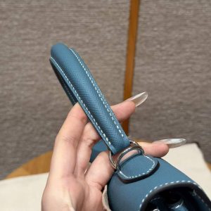 Hermes Kelly 35 Bag Handmade In Epsom Calfskin Leather Silver Hardware 75 Bleu Jean - Image 4