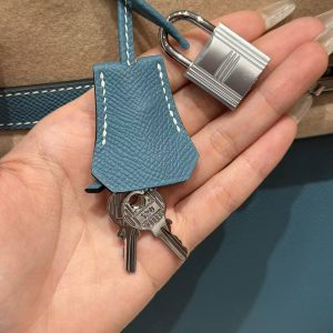 Hermes Kelly 35 Bag Handmade In Epsom Calfskin Leather Silver Hardware 75 Bleu Jean - Image 3