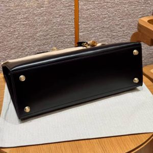 Hermes Kelly 35 Bag Handmade In Box Calfskin Leather Gold Hardware 89 Noir - Image 16