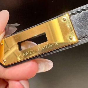 Hermes Kelly 35 Bag Handmade In Box Calfskin Leather Gold Hardware 89 Noir - Image 10