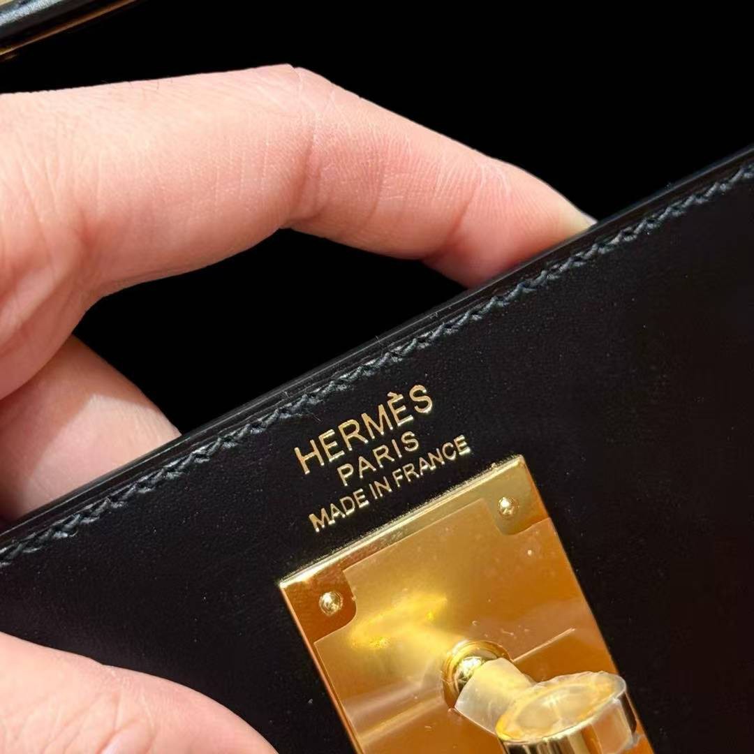 Hermes Kelly 35 Bag Handmade In Box Calfskin Leather Gold Hardware 89 Noir - Image 6