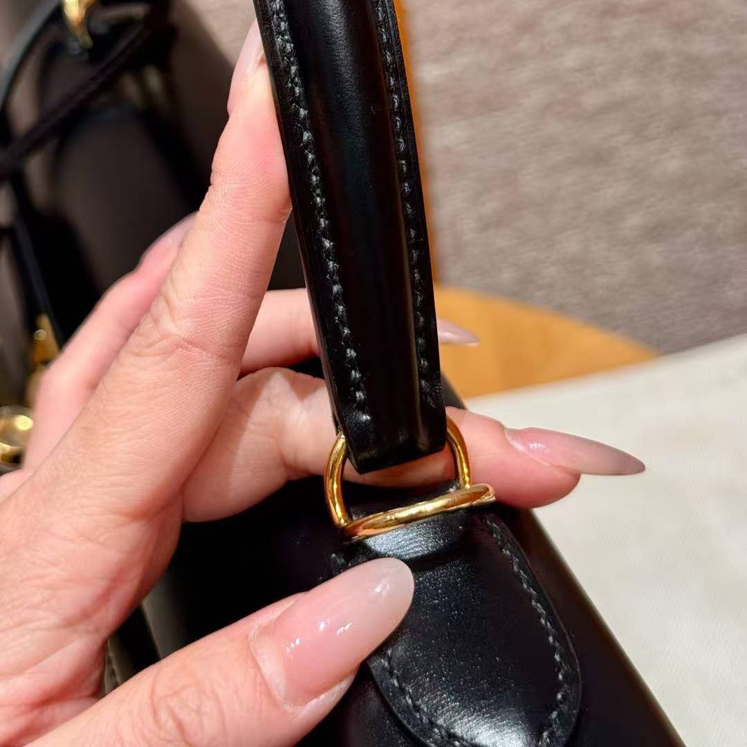 Hermes Kelly 35 Bag Handmade In Box Calfskin Leather Gold Hardware 89 Noir - Image 4