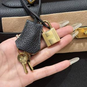 Hermes Kelly 35 Bag Handmade In Togo Calfskin Leather Gold Hardware 89 Noir - Image 8