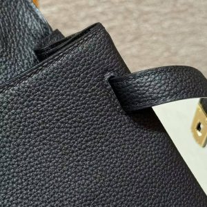 Hermes Kelly 35 Bag Handmade In Togo Calfskin Leather Gold Hardware 89 Noir - Image 7