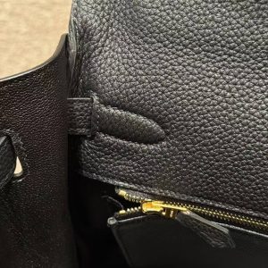 Hermes Kelly 35 Bag Handmade In Togo Calfskin Leather Gold Hardware 89 Noir - Image 5