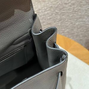 Hermes Kelly 40 Bag Handmade In Togo Calfskin Leather Silver Hardware 0L Gris Meyer - Image 8