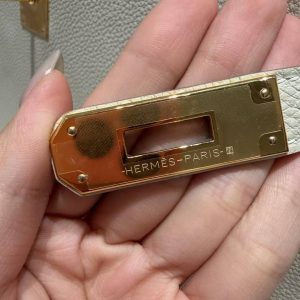 Hermes Kelly 40 Bag Handmade In Togo Calfskin Leather Gold Hardware 10 Craie - Image 16