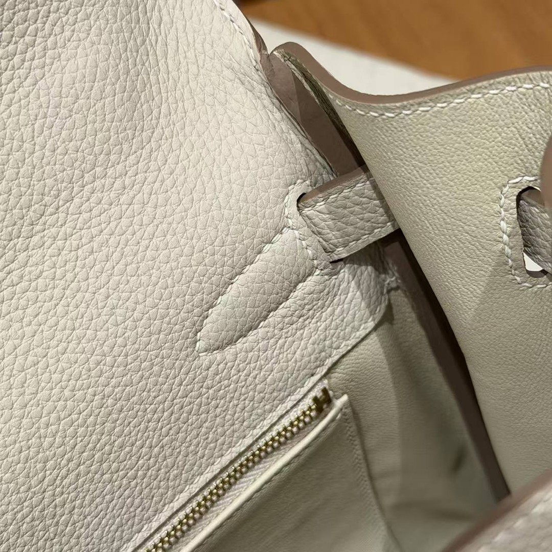 Hermes Kelly 40 Bag Handmade In Togo Calfskin Leather Gold Hardware 10 Craie - Image 10