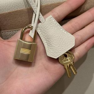 Hermes Kelly 40 Bag Handmade In Togo Calfskin Leather Gold Hardware 10 Craie - Image 8