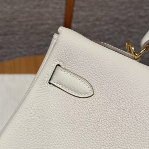 Hermes Kelly 40 Bag Handmade In Togo Calfskin Leather Gold Hardware 10 Craie - Image 5