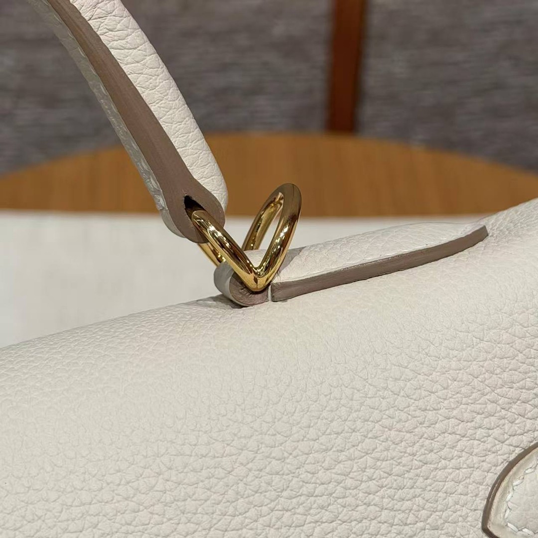 Hermes Kelly 40 Bag Handmade In Togo Calfskin Leather Gold Hardware 10 Craie - Image 4