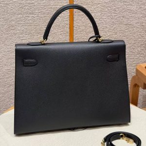 Alternative view of Hermes Kelly 40 Bag Handmade In Epsom Calfskin Leather Gold Hardware 89 Noir