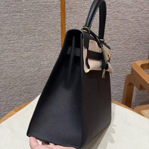 Hermes Kelly 40 Bag Handmade In Epsom Calfskin Leather Gold Hardware 89 Noir - Image 17