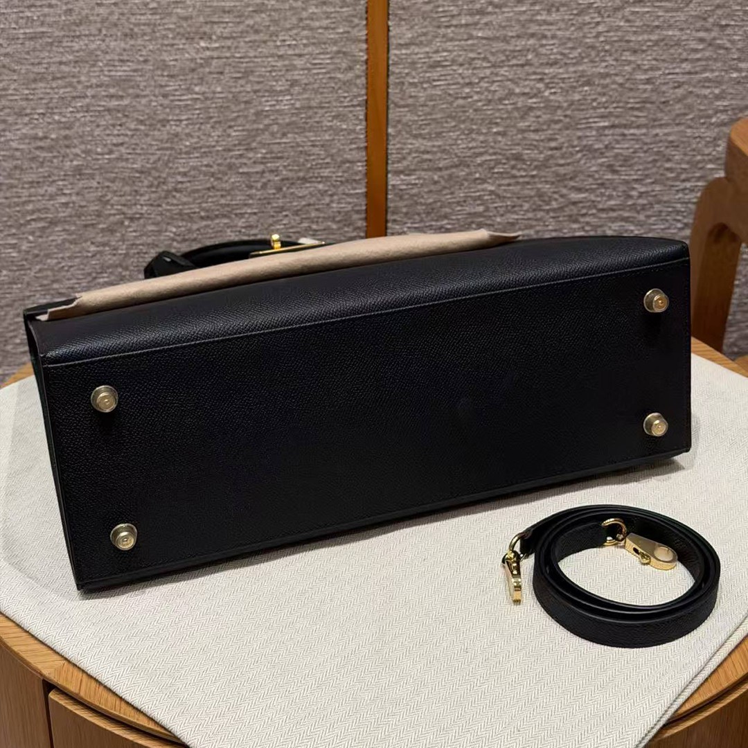 Hermes Kelly 40 Bag Handmade In Epsom Calfskin Leather Gold Hardware 89 Noir - Image 16