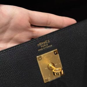 Hermes Kelly 40 Bag Handmade In Epsom Calfskin Leather Gold Hardware 89 Noir - Image 14