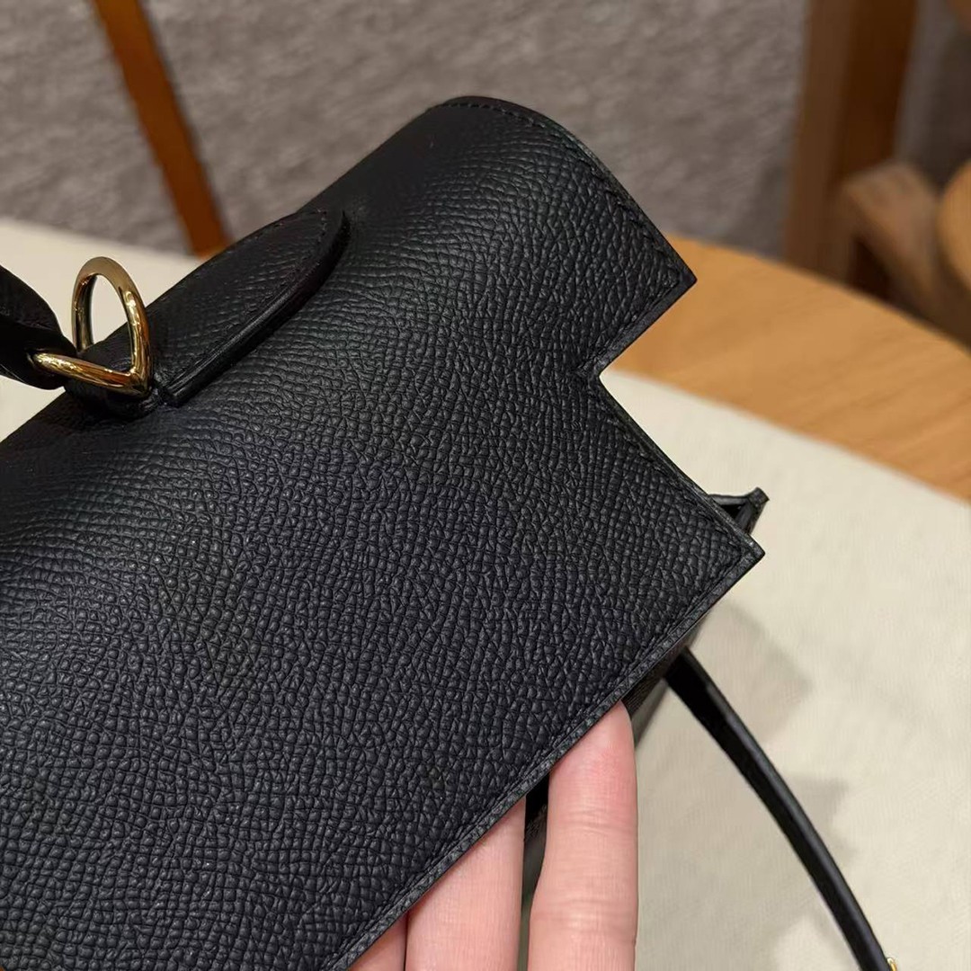 Hermes Kelly 40 Bag Handmade In Epsom Calfskin Leather Gold Hardware 89 Noir - Image 9