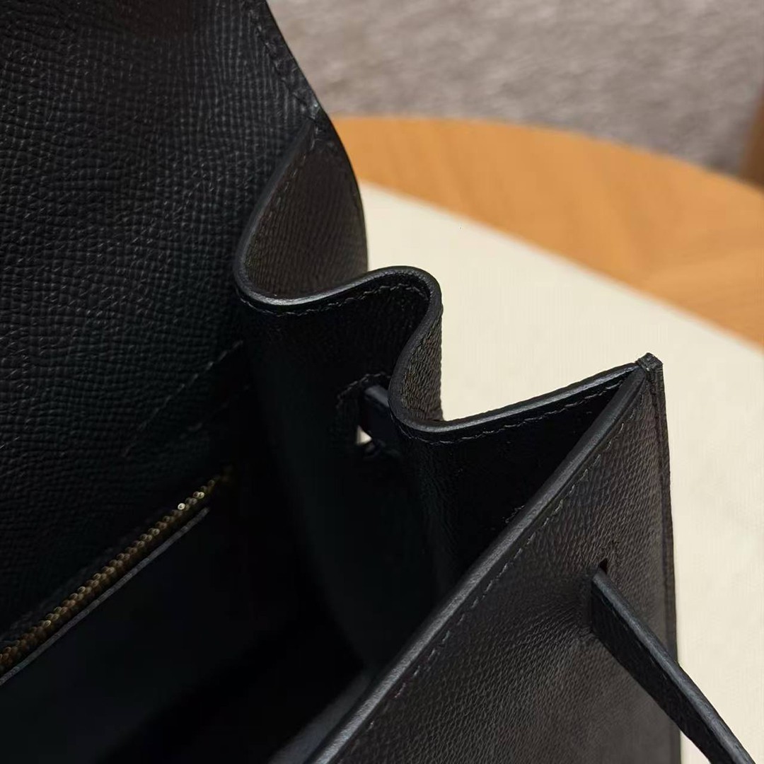 Hermes Kelly 40 Bag Handmade In Epsom Calfskin Leather Gold Hardware 89 Noir - Image 8