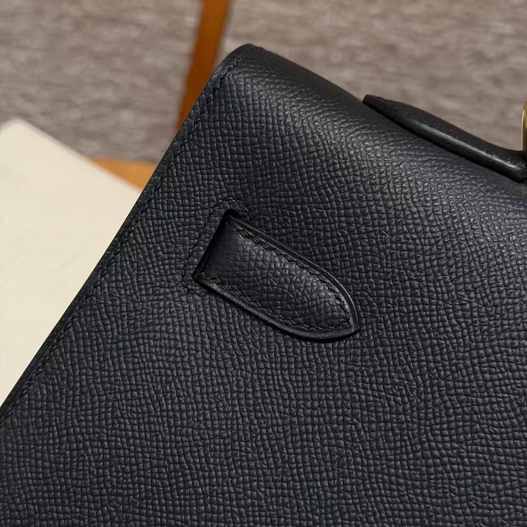 Hermes Kelly 40 Bag Handmade In Epsom Calfskin Leather Gold Hardware 89 Noir - Image 7