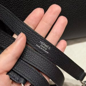 Hermes Kelly 40 Bag Handmade In Togo Calfskin Leather Silver Hardware 89 Noir - Image 3