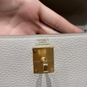 Hermes Kelly Ado Backpack Handmade In Togo Calfskin Leather Gold Hardware 10 Craie - Image 15