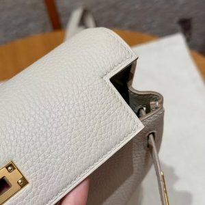Hermes Kelly Ado Backpack Handmade In Togo Calfskin Leather Gold Hardware 10 Craie - Image 13
