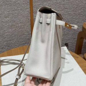 Hermes Kelly Ado Backpack Handmade In Togo Calfskin Leather Gold Hardware 10 Craie - Image 5