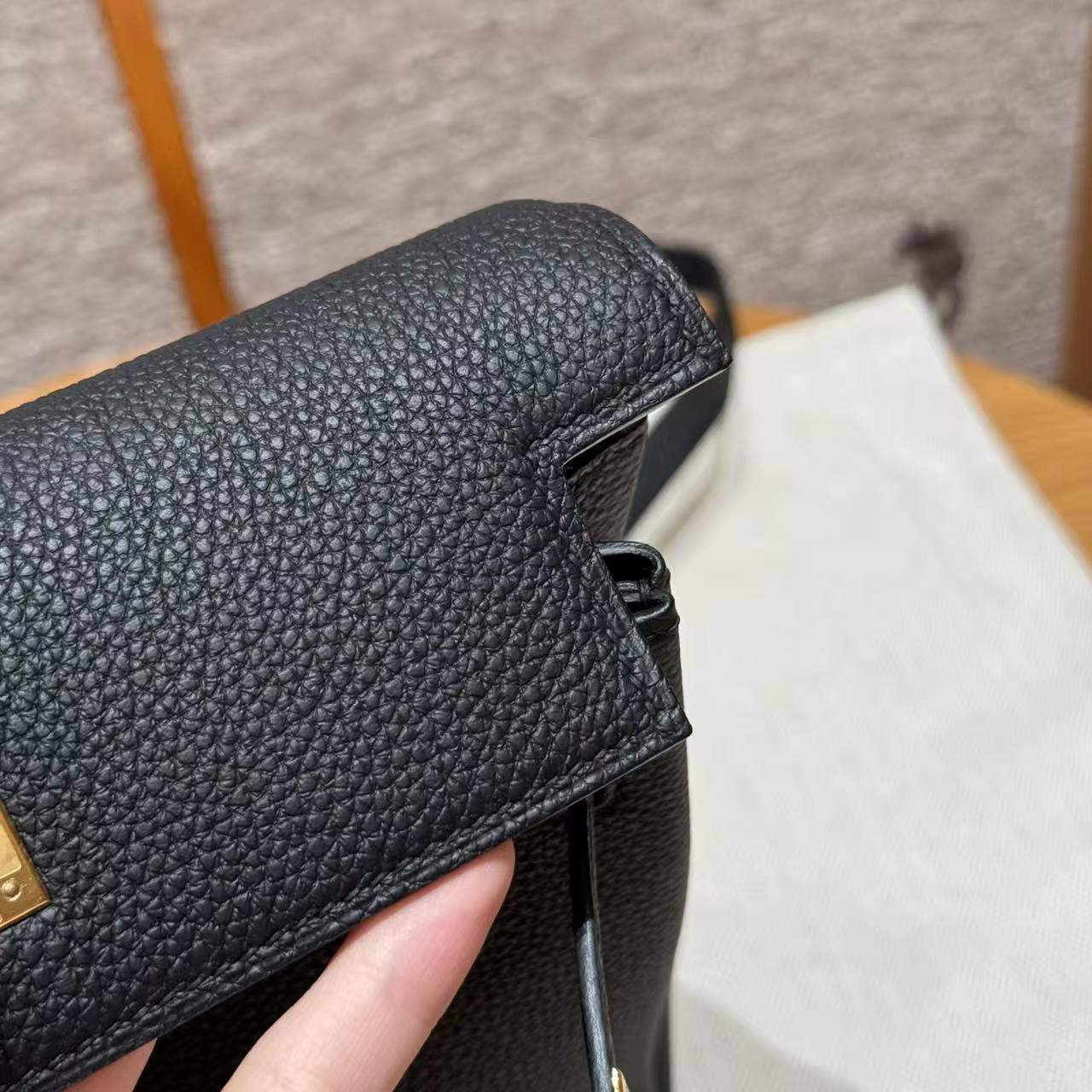 Hermes Kelly Ado Backpack Handmade In Togo Calfskin Leather Gold Hardware 89 Noir - Image 5