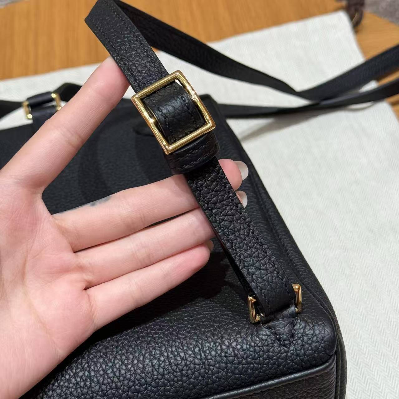Hermes Kelly Ado Backpack Handmade In Togo Calfskin Leather Gold Hardware 89 Noir - Image 3