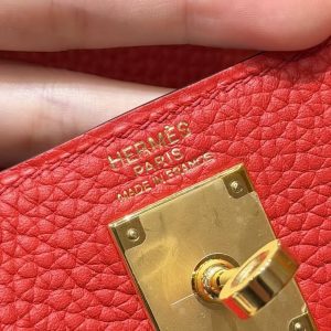 Hermes Kelly Ado Backpack Handmade In Togo Calfskin Leather Gold Hardware Q5 Rouge Casaque - Image 12