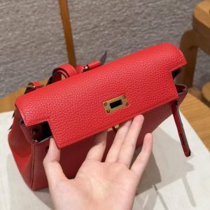 Hermes Kelly Ado Backpack Handmade In Togo Calfskin Leather Gold Hardware Q5 Rouge Casaque - Image 7