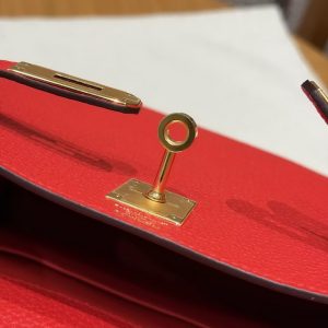 Hermes Kelly Ado Backpack Handmade In Togo Calfskin Leather Gold Hardware Q5 Rouge Casaque - Image 6