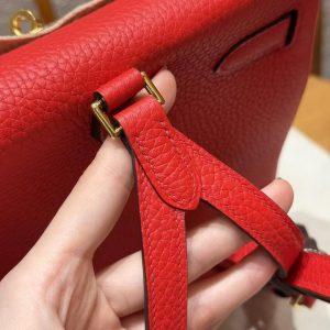 Hermes Kelly Ado Backpack Handmade In Togo Calfskin Leather Gold Hardware Q5 Rouge Casaque - Image 4