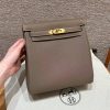 Hermes Kelly Ado Backpack Handmade In Togo Calfskin Leather Gold Hardware ck18 Etoupe