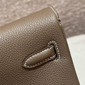 Hermes Kelly Ado Backpack Handmade In Togo Calfskin Leather Gold Hardware ck18 Etoupe - Image 11