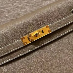 Hermes Kelly Ado Backpack Handmade In Togo Calfskin Leather Gold Hardware ck18 Etoupe - Image 9