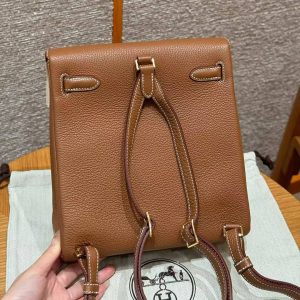 Hermes Kelly Ado Backpack Handmade In Togo Calfskin Leather Gold Hardware ck37 Gold - Image 2