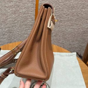 Hermes Kelly Ado Backpack Handmade In Togo Calfskin Leather Gold Hardware ck37 Gold - Image 18