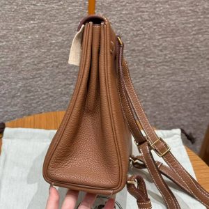 Hermes Kelly Ado Backpack Handmade In Togo Calfskin Leather Gold Hardware ck37 Gold - Image 17