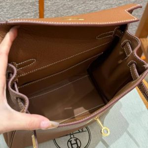 Hermes Kelly Ado Backpack Handmade In Togo Calfskin Leather Gold Hardware ck37 Gold - Image 9
