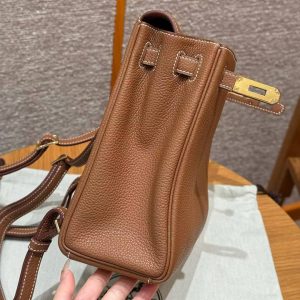 Hermes Kelly Ado Backpack Handmade In Togo Calfskin Leather Gold Hardware ck37 Gold - Image 5
