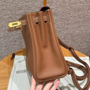Hermes Kelly Ado Backpack Handmade In Togo Calfskin Leather Gold Hardware ck37 Gold - Image 4