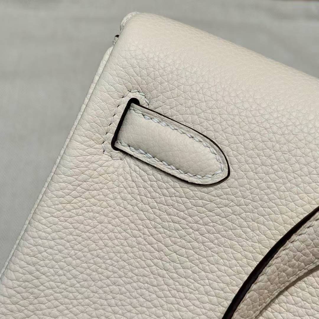 Hermes Kelly Ado Backpack Handmade In Togo Calfskin Leather Silver Hardware i2 Nata - Image 13