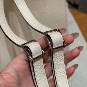 Hermes Kelly Ado Backpack Handmade In Togo Calfskin Leather Silver Hardware i2 Nata - Image 11