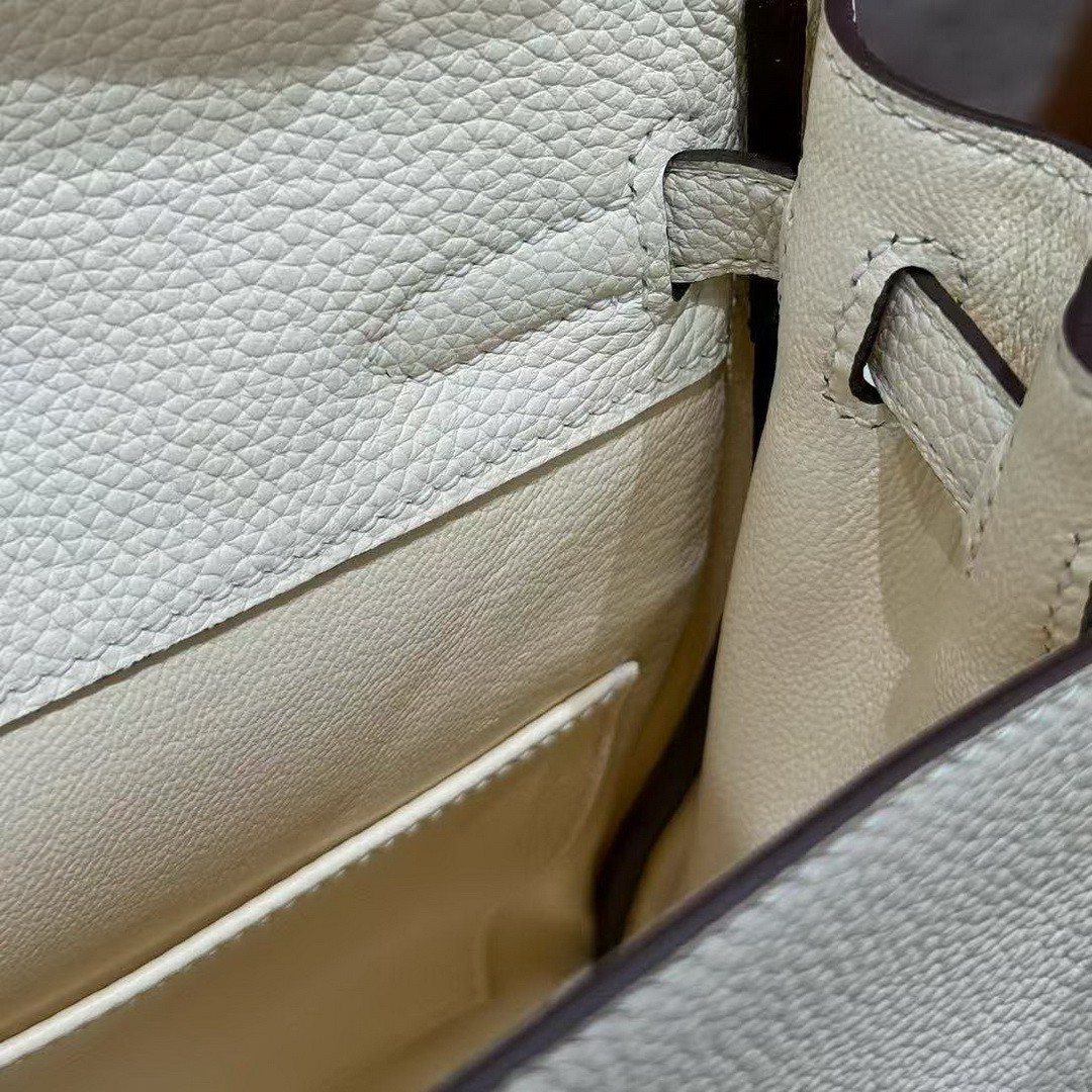 Hermes Kelly Ado Backpack Handmade In Togo Calfskin Leather Silver Hardware i2 Nata - Image 6